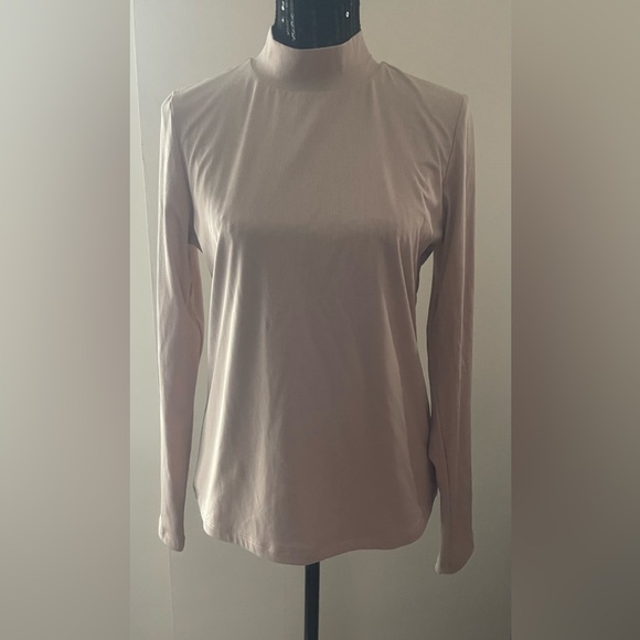 House Of Harlow 1960 Beige Nude Ribbed Mock Neck Top Size XL - Picture 1 of 14